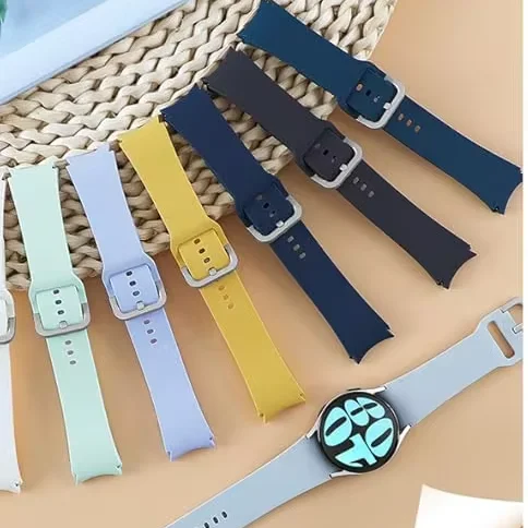 COOLYEP Comfortable 20mm Silicone Watch Band Replacement Strap for SamSung GaLaxy Watch 4/5/6 silver buckle Sport Watch Band