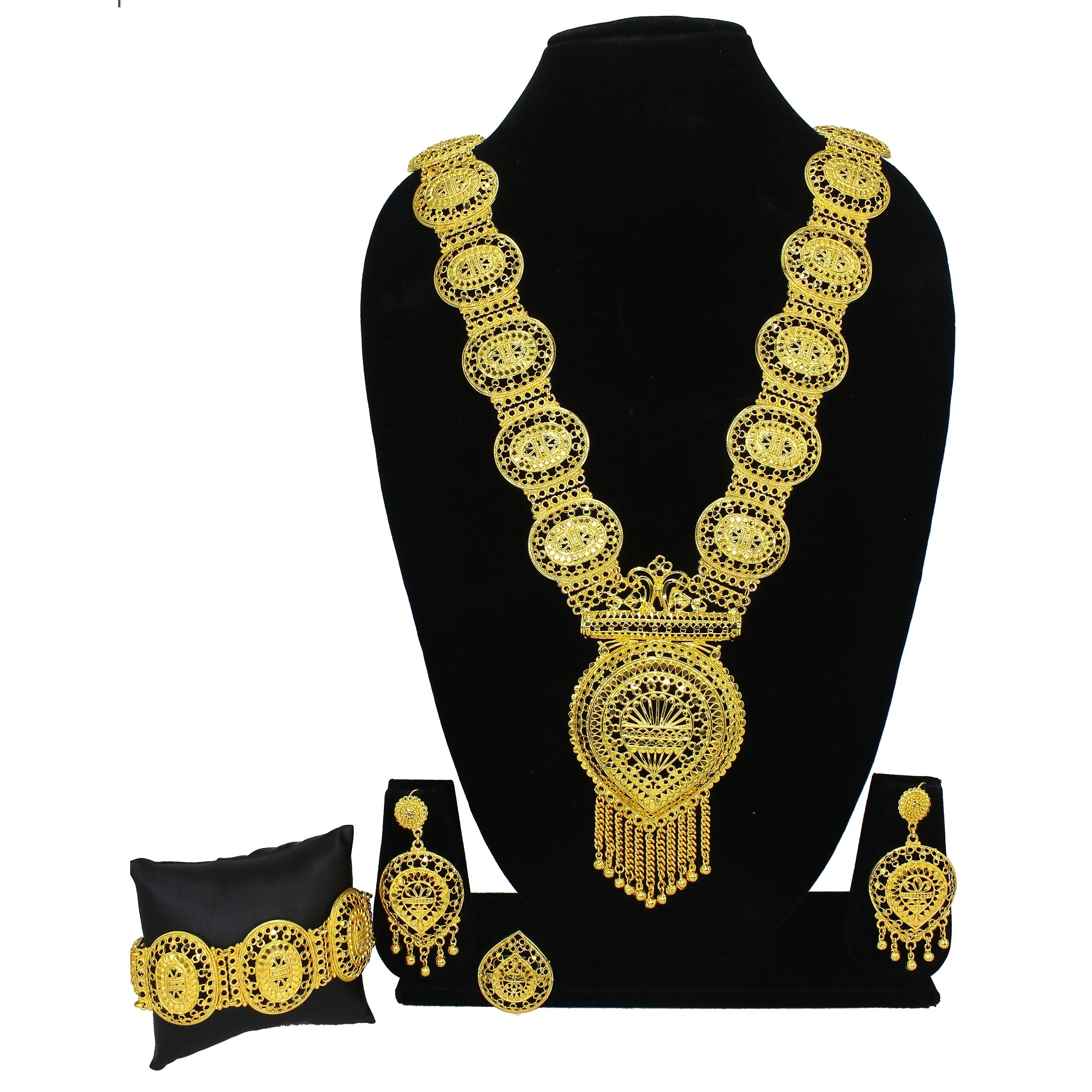 High Quality Luxury 24K 18K Gold Color African Dubai Gold Plated Jewelry Sets  Luxury dubai jewelry sets jewellery for women