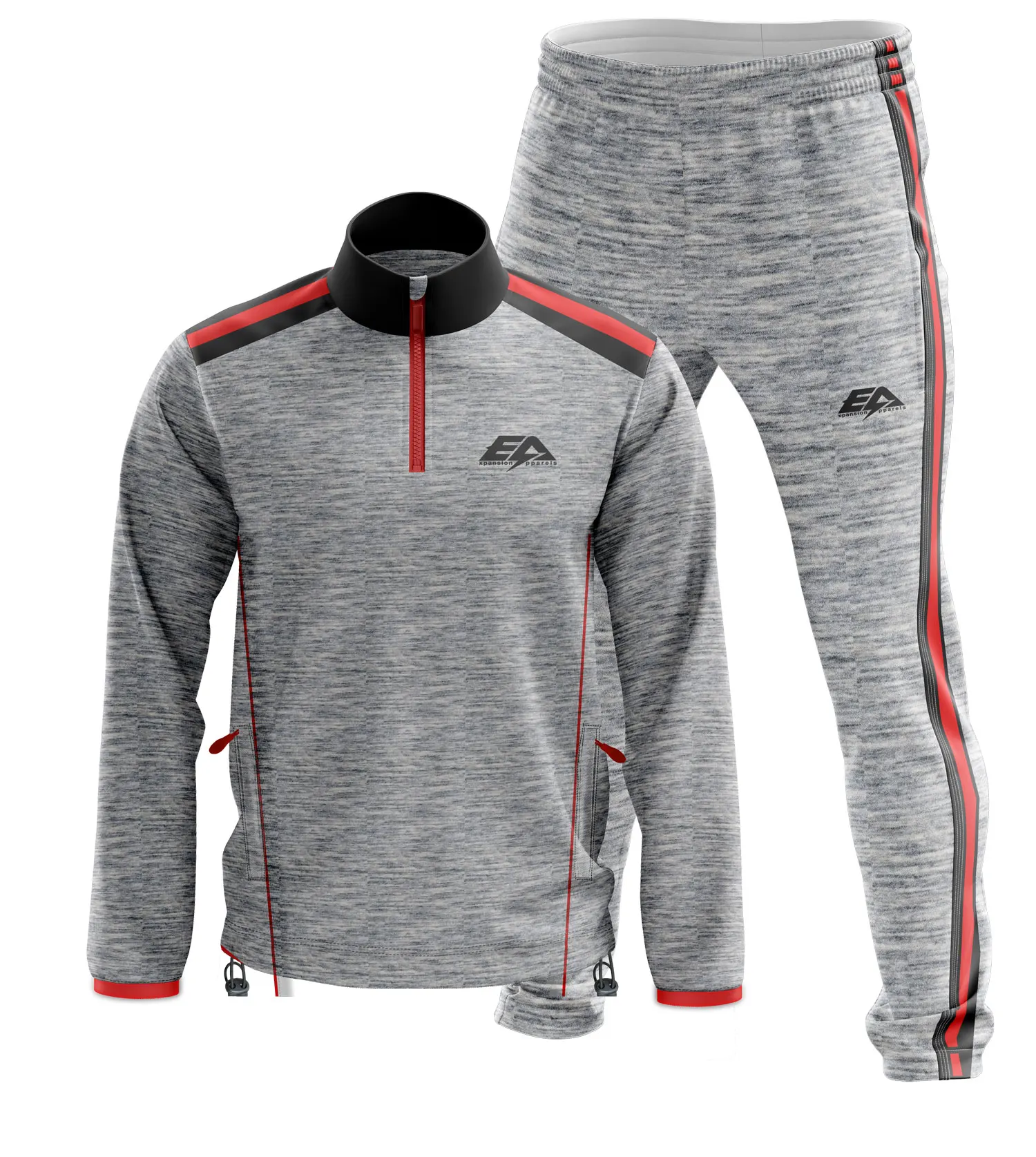 Best Quality 100% Polyester Melange Track Suit Low MOQ Sportswear Set with Shirt and Sweatpants Air Shipping