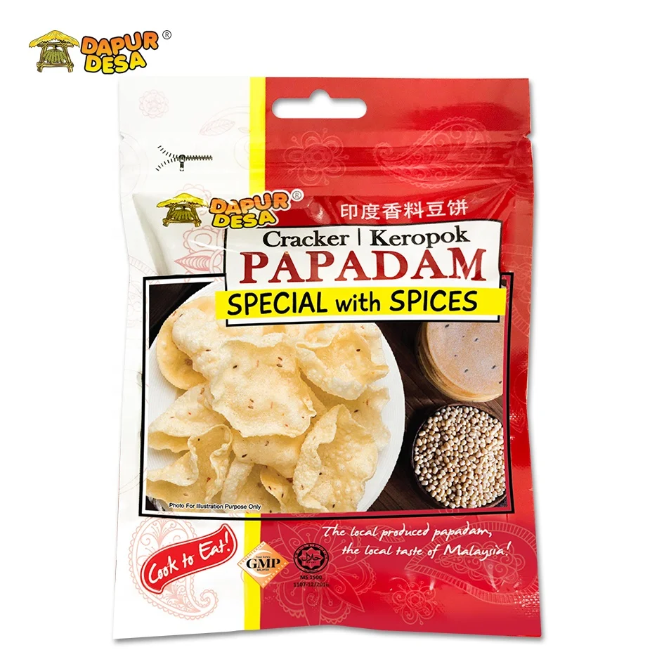 100g Dapur Desa Papadam Cracker Special with Spice /Papadum Cracker Appalam Cracker / Indian Lentils Snack Papad from India