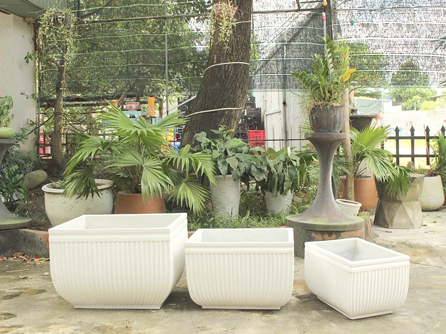 Good price  Flower Pots For Garden Outdoor Planters With Luxury Rectangle striped planter from Viet Nam