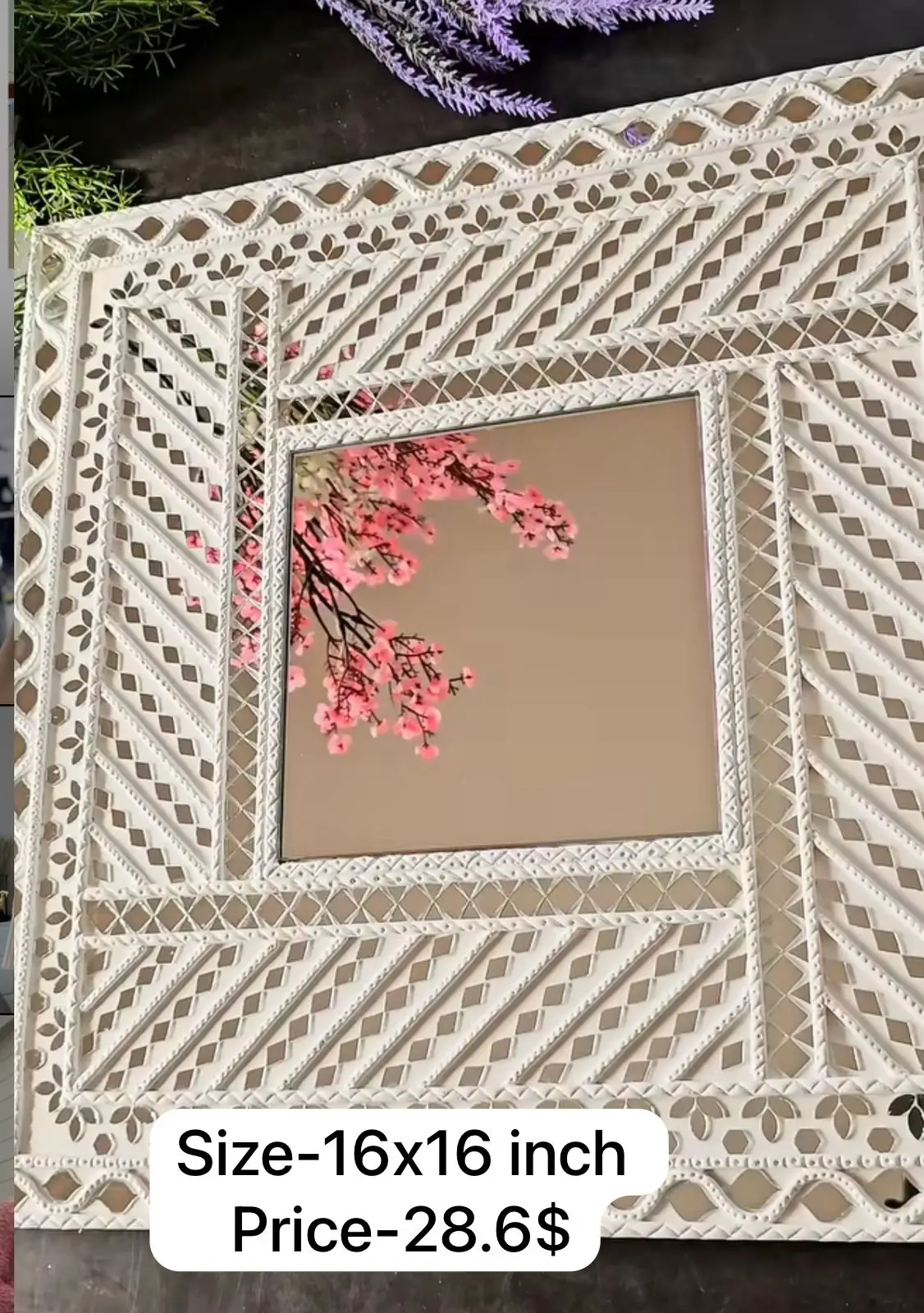 Mud Wall Mirror Art White color Indian Supplier Wall Hanging Decoration