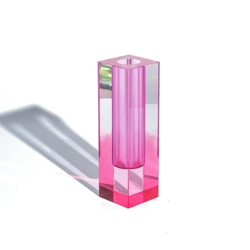 Modern Square Clear Rectangular Rainbow Plant Acrylic Vase For Wedding Flowers Geometric Centerpiece Decoration