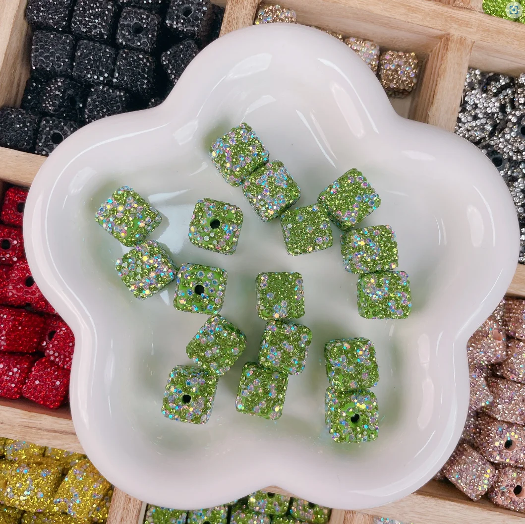 High Quality Factory Wholesale Round Square 15mm Rhinestone Clay Beads Bubblegum Rhinestone Beads 8mm For Pen Making