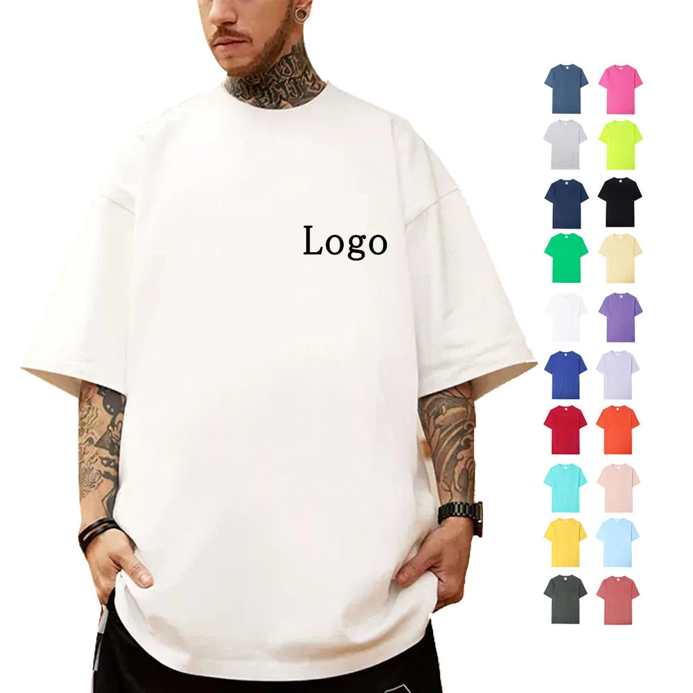 T-Shirt Custom Men High Quality Heavy 100% Bamboo Cotton Blank White Unisex Bulk Printing Plain Oversized T Shirts