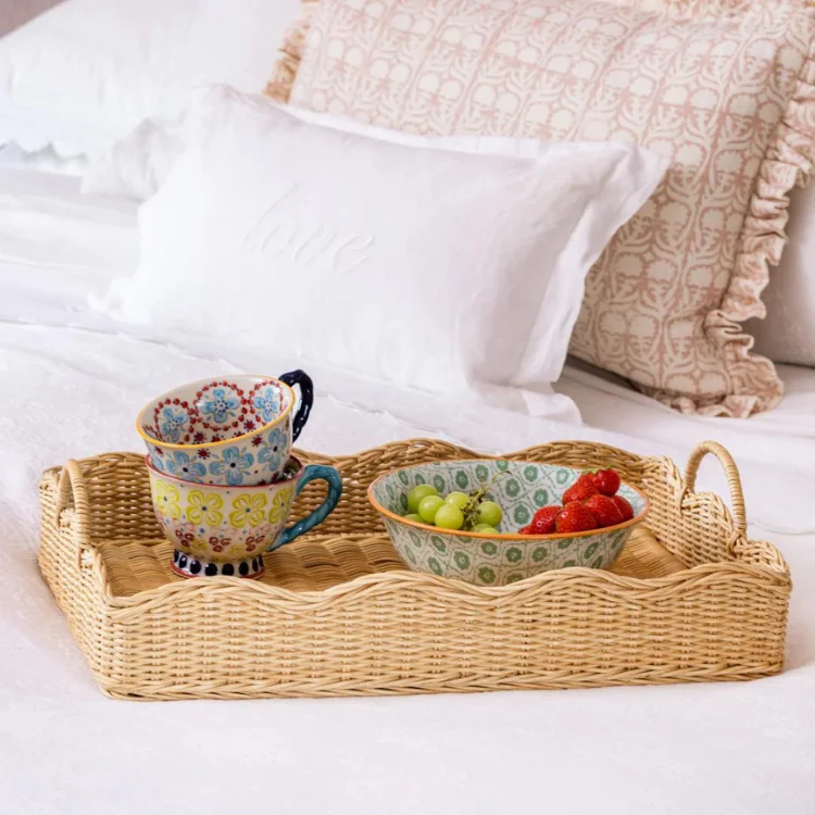 Vietnam Product Round Wave Bread Baskets Set Wholesale Wardrobe Using As Rattan Storage Basket Factory Direct Sale