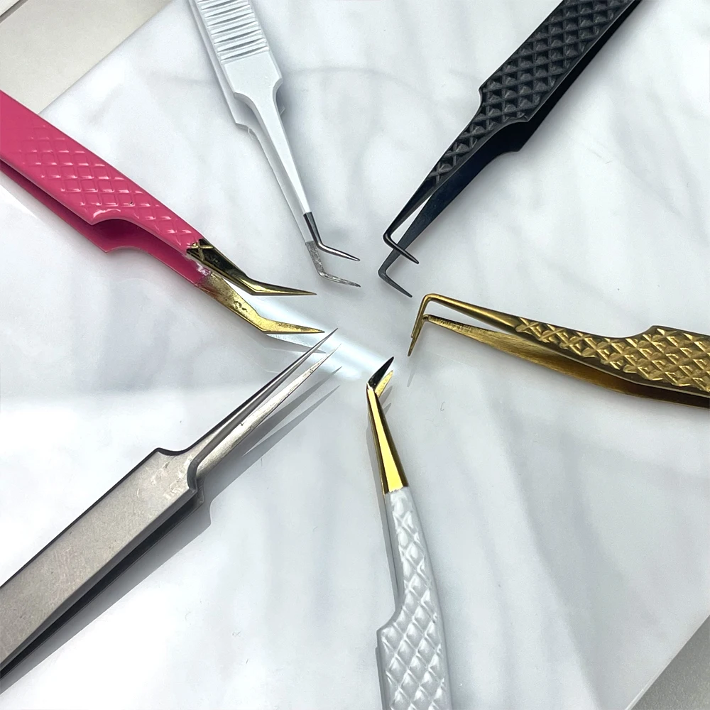 volume tweezers set with fiber tips stainless steel high quality dumout vetus classic volume eyelash tweezers set with logo