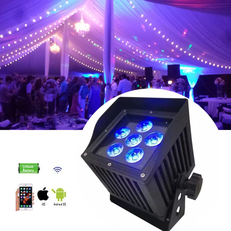 Waterpoof Phone App Control Chargeable Wireless DMX Battery Powered Par Can 6in1 RGBWA UV Led Par Light With Wifi Control