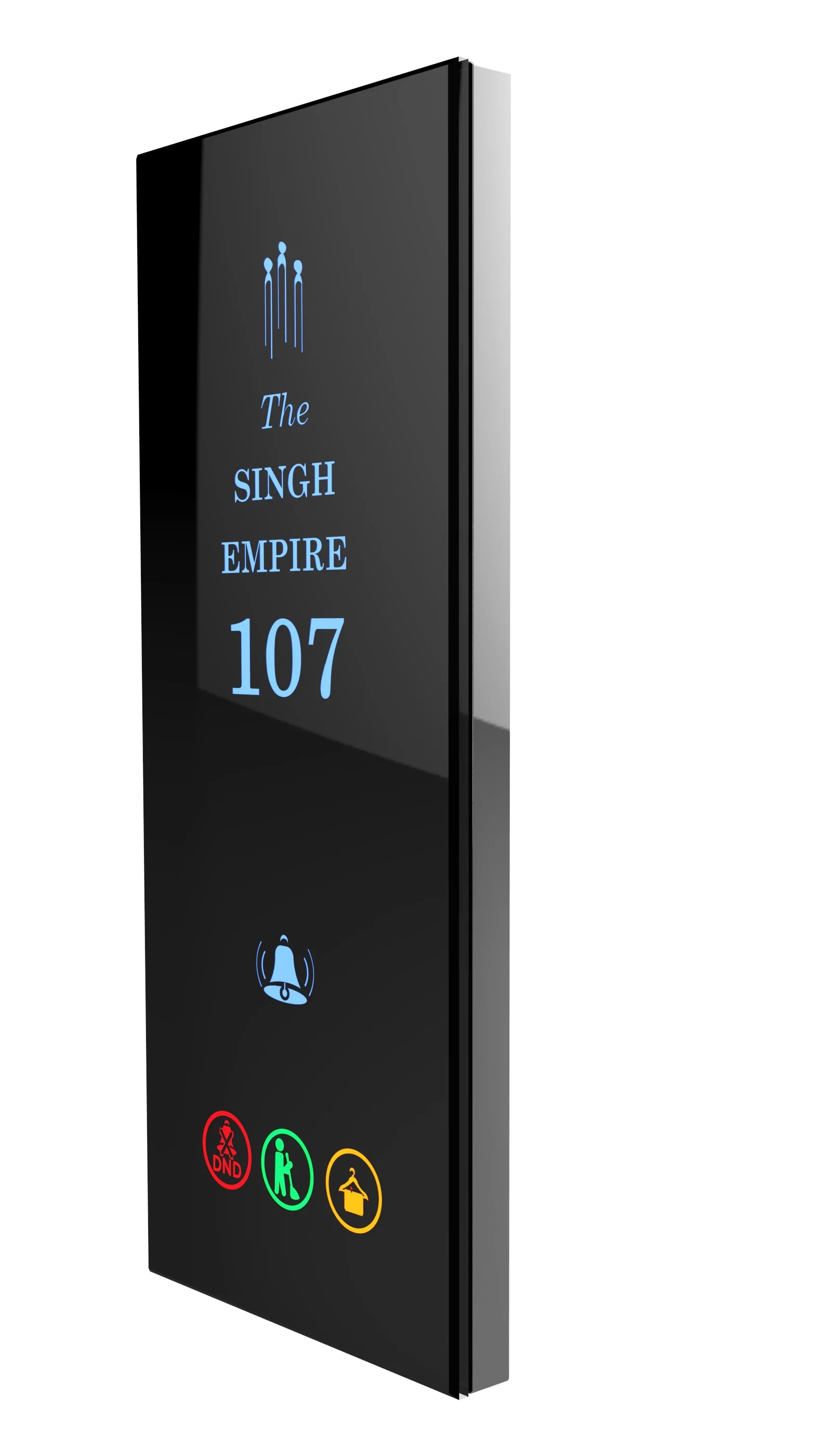 Fox Domotics Crystal Glass Touch Panel Smart Hotel with DND Room Number Clean Doorbell Switch Wifi Controlled light switch