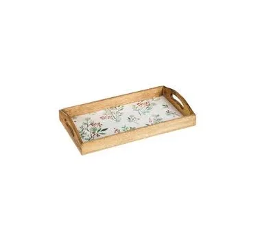 Wood Flowers Printed Tray Customized Size Handmade Product MDF Printed Tray for Home Restaurant Food Breakfast Tray Good Price