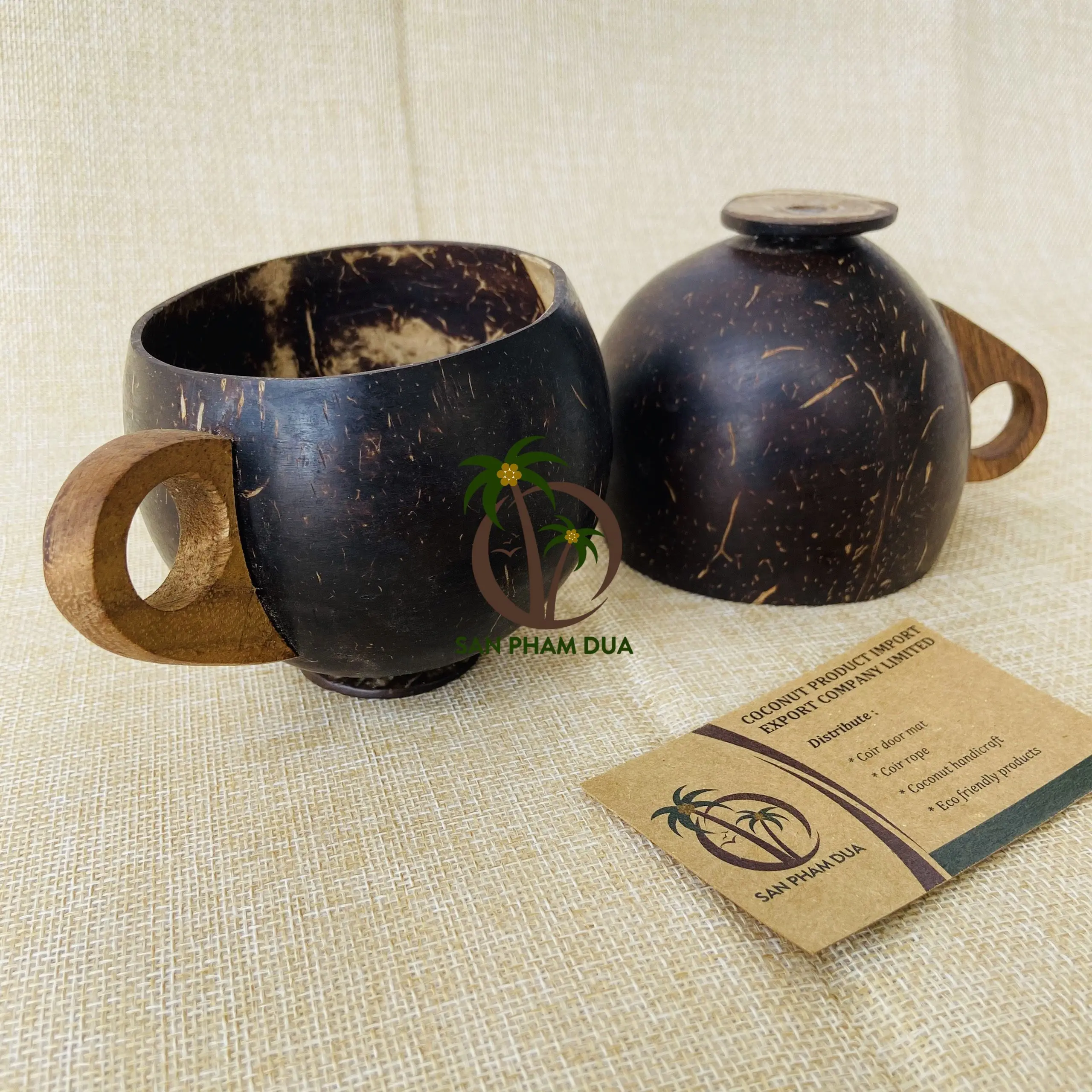 Coconut Shell Cup For Drinking Water Tea or Hold Ice Cream Coconut Cups With Handle or Coconut Cup Without Handle