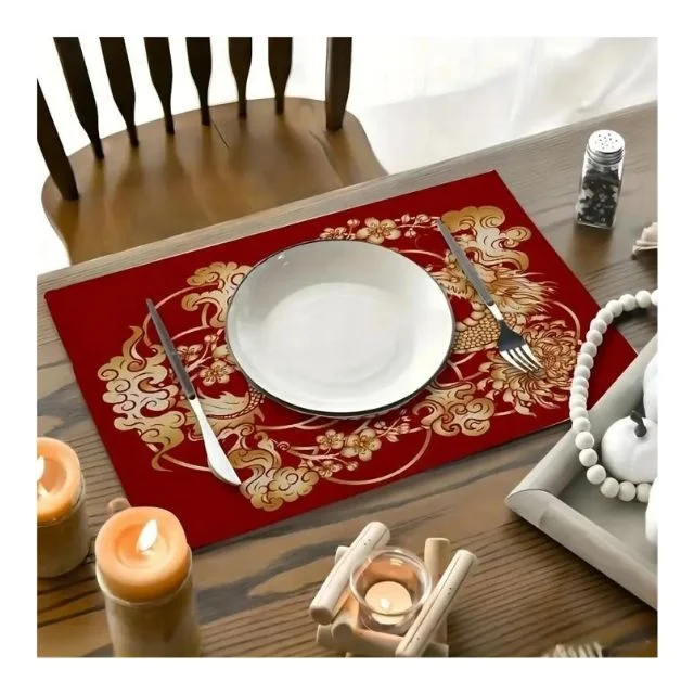 Simple Mint Colour Cut Worked Cotton Table Mat Embroidered Design Western Decor Accessory Woven Hot Insulation Kitchen Wedding