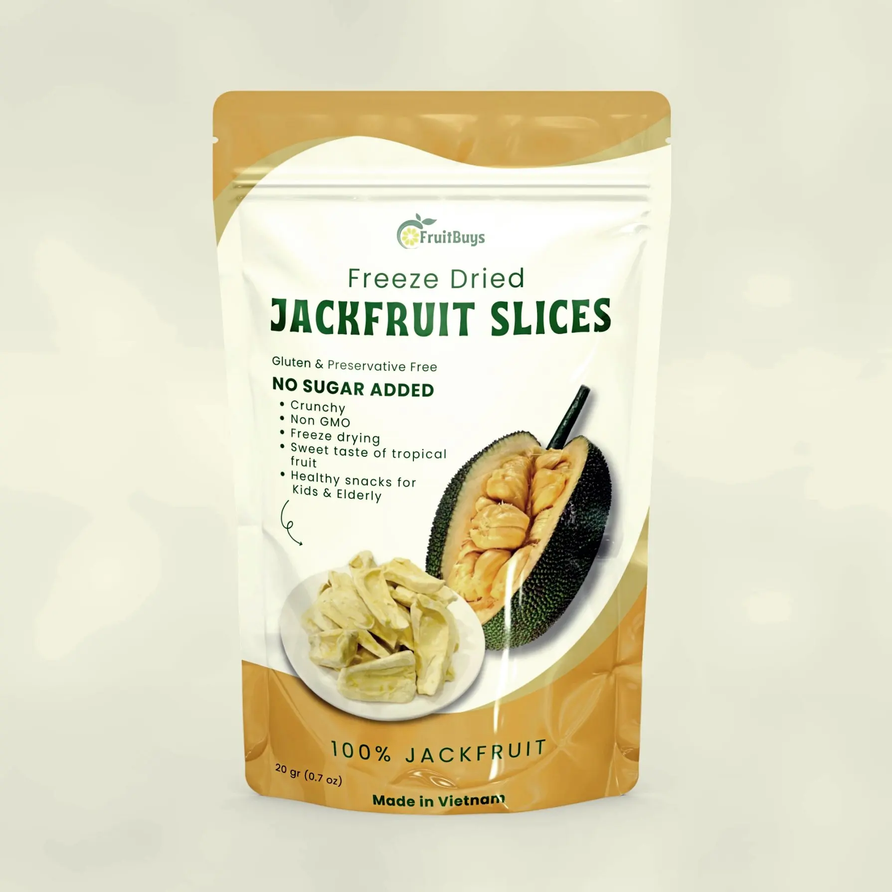 Organically Grown and Freeze Dried - Delicious Freeze-Dried Jackfruit Vietnam Snacks from FruitBuys Vietnam