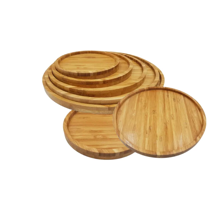 Bamboo Round Tray Manufacturer Natural High Quality Products Viet FOA Decor Customized Logo Blocks Piece Packaging Food Pcs