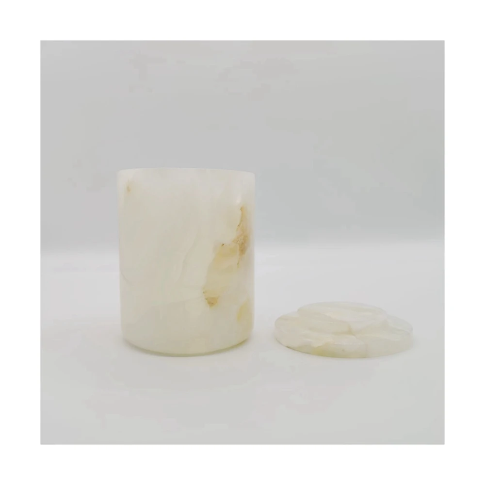candle jars with lid White onyx Candle holders/candle jar with white onyx lid on sale