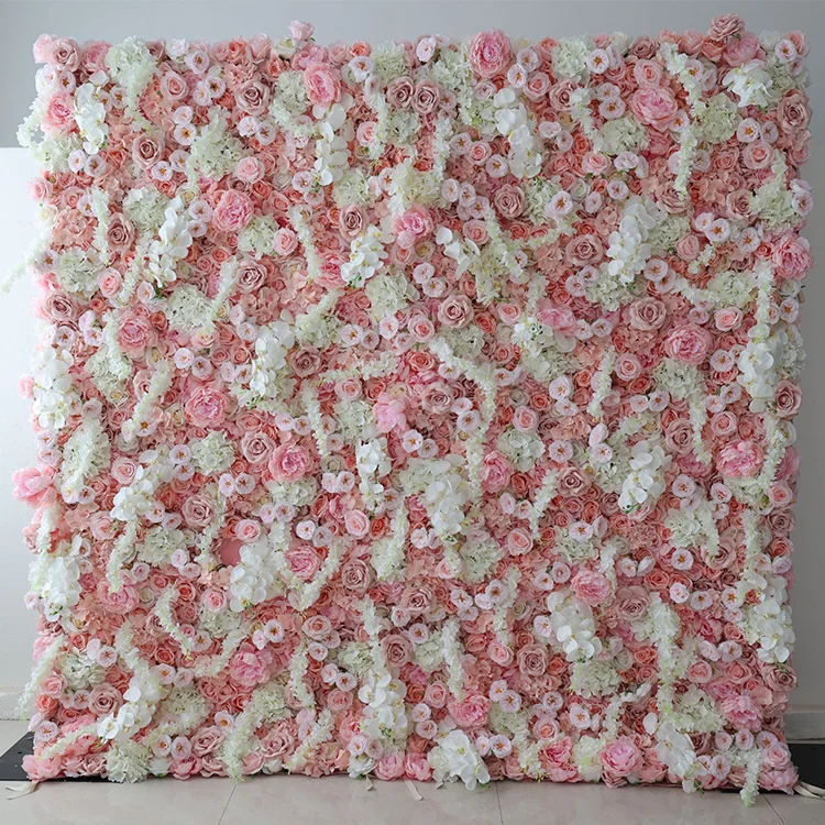 Phalaenopsis Orchid Artificial 3D Fabric Flower Wall Backdrop Roll Up 8x8ft Floral Backdrop Pink Flower Wall Panel