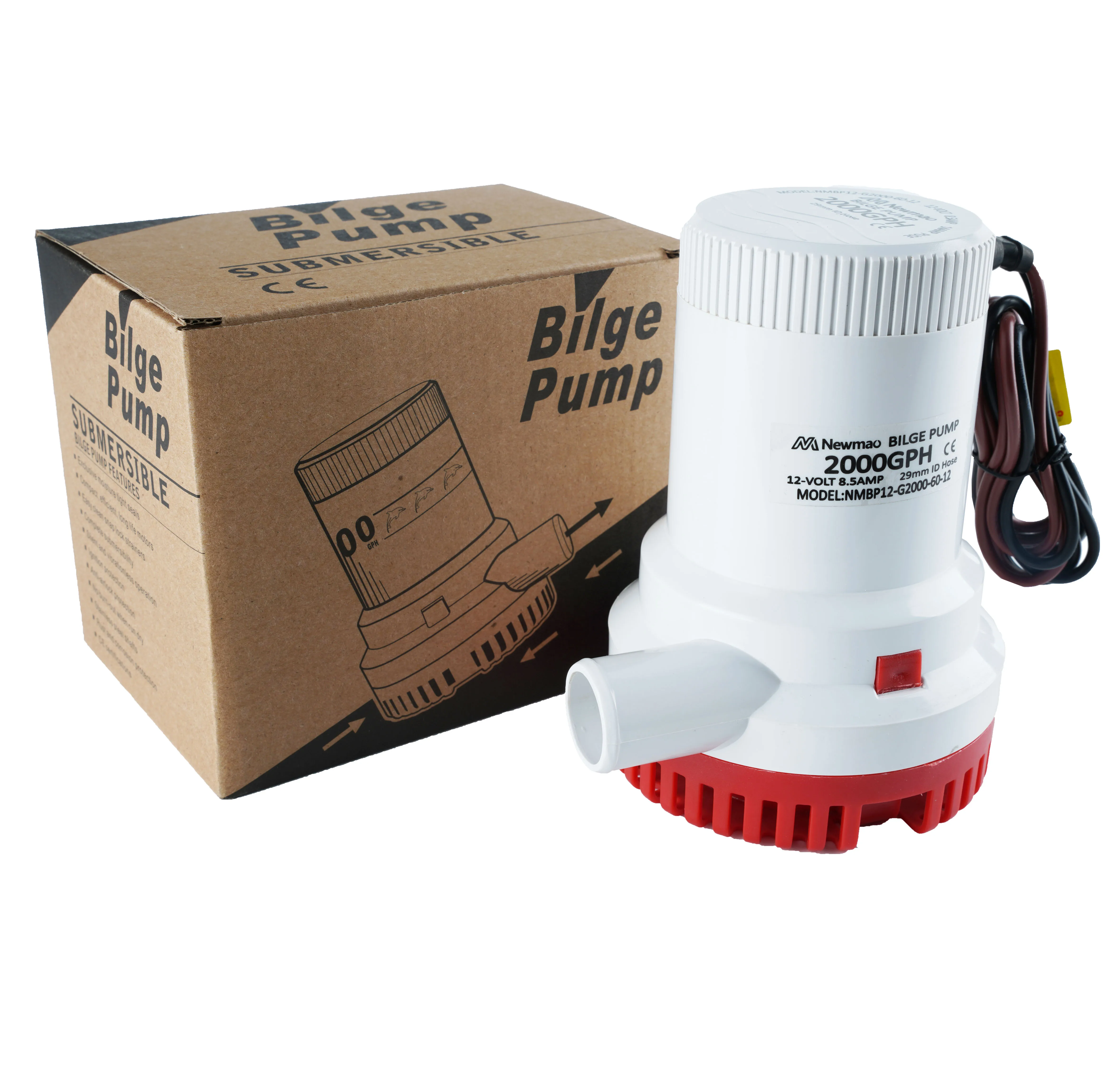 High quality factory 2000GPH marine submersible pump/water bilge pump 12V -24V