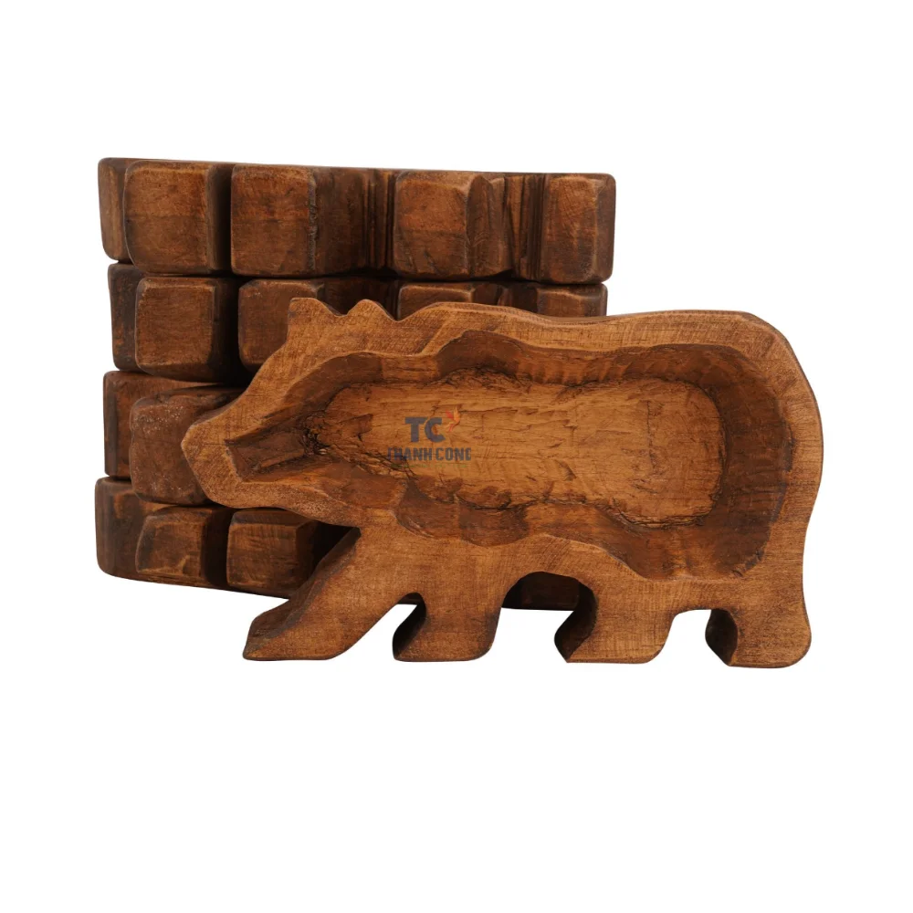 Carved ODM OEM Handmade Customized Design Rustic Home Decor Wooden Dough Bowl Waxed Candle Boat Wholesales