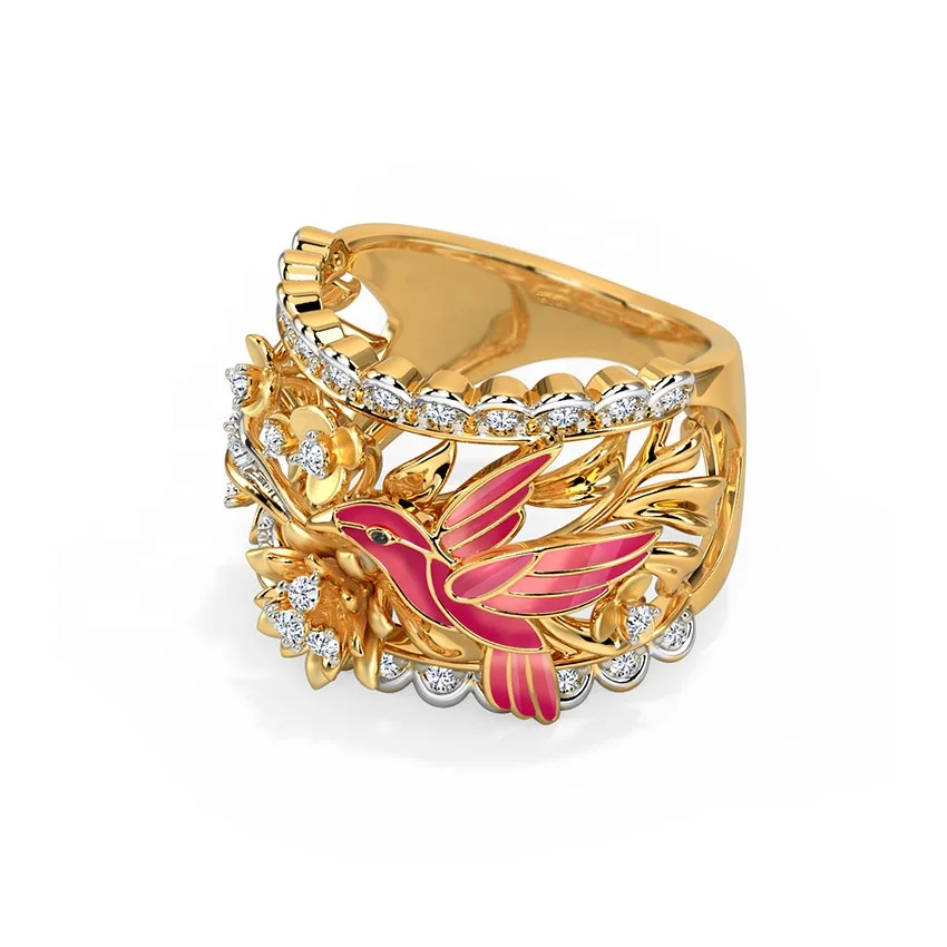 New Collection Diamond 14 KT Yellow Gold(9.500 g) with Micro Prong Ring Band for Anniversary Gift from India Export