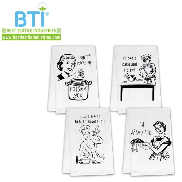 Digital Printed Home Textile 100% Cotton Super Absorbent Custom Printed Kitchen Tea Dish Towels