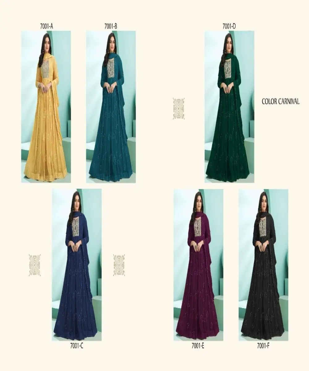 Fabulous festival wear new arrival anarkali flour length long gown with dupatta georgette fabric yellow border regular sleeve