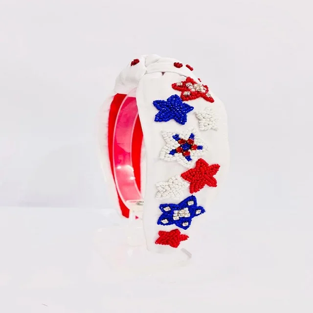 Crab Crawfish Shrimp boiling Season Special Glittery Top knotted Hair Accessory Indian Handmade Seed Beaded Headbands