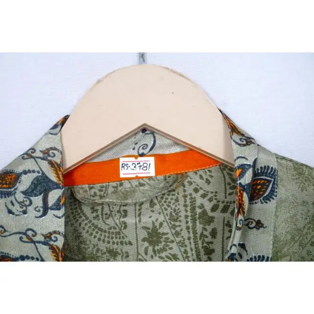 Japanese Kimono Recycled Silk Saree Kimono Women Light Weight Long Silk Kimono Indian Handmade Patchwork Silk Robe