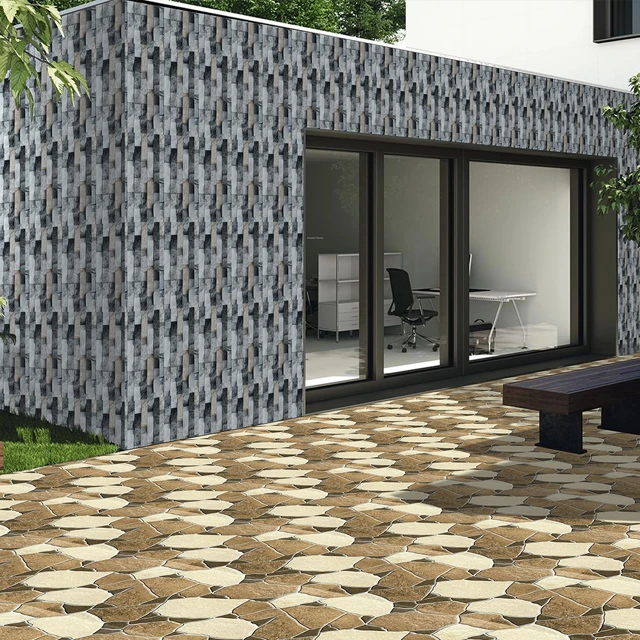 Modern 300x600 mm Porcelain Exterior Wall Tiles Natural Stone Mosaic High Elevation Anti-Slip Outdoor Decoration Wall Tiles
