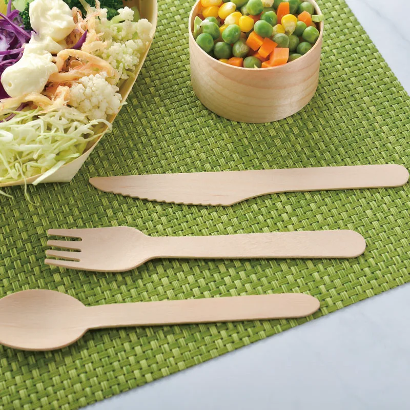 Custom Brand Logo Wholesale Wooden Disposable Cutlery for Party Wooden Spoon Set