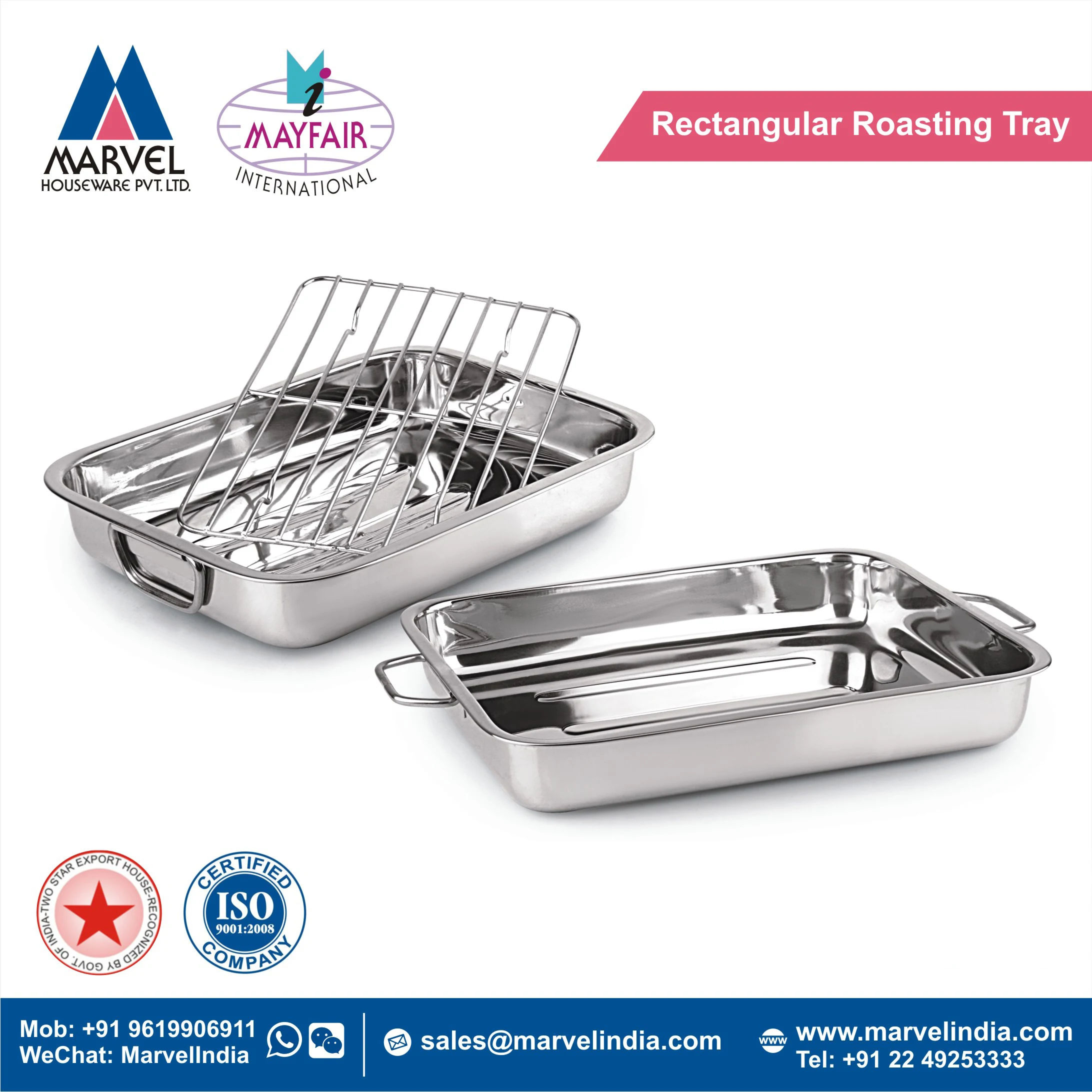 Профессиональный поднос для обжарки из нержавеющей стали с двумя боковыми ручками