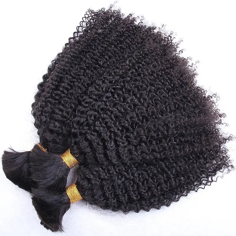3Bundles Hair Weaving No Weft Long Kinky Curly Human Hair Bundles Extensions Brazilian Afro Kinky Curly Human Hair Bulk