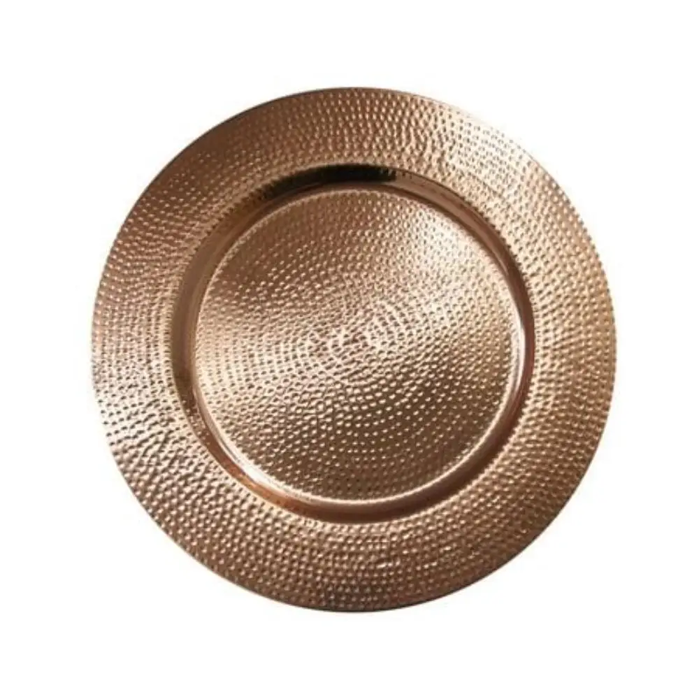 Premium Grade Metal Charger Plate At Hot Selling Price Full Hammered Pattern printed Decorative Serving Dish Plate Rose Gold
