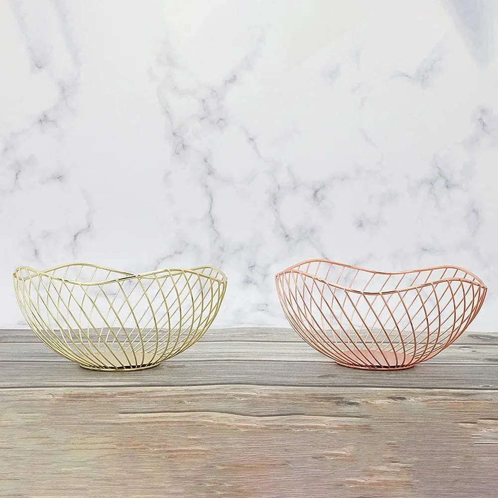 Gold Customized Modern Design Metal Fruits Basket Handmade Iron Table Decor for Home Kitchen for Food Storage Party Occasions