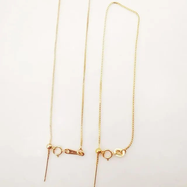 Adjustable Finished Cable Chain for Necklace With Spring Clasp 18K Gold Plated Brass Box Chain Finding Necklace Jewelry