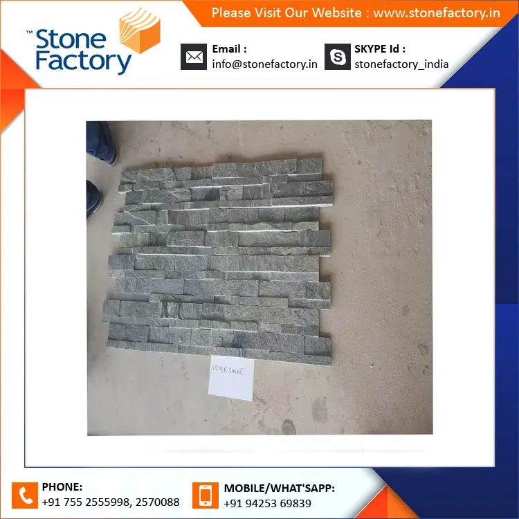 Indian Exporter of Modern Design Silver Shine Ledger Panel Slate Tiles for Outdoor & Interior Natural Finish Stone