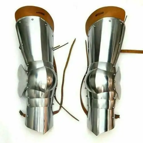Medieval Steel Leg Guards & Arm Guard Armor Halloween Costume Silver armor Viking handmade antique vintage collectible item gif