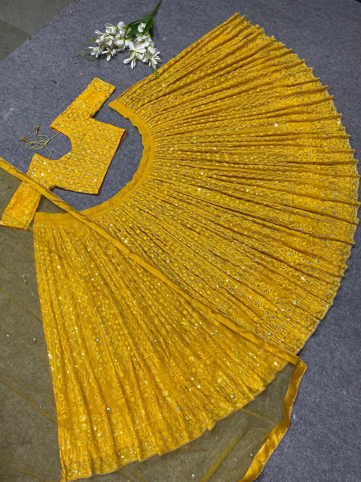 Attractive Bridal Yellow red blue black Colour Georgette Fabric Embroidered Party Choli Women Lehenga Choli India & Pakistan