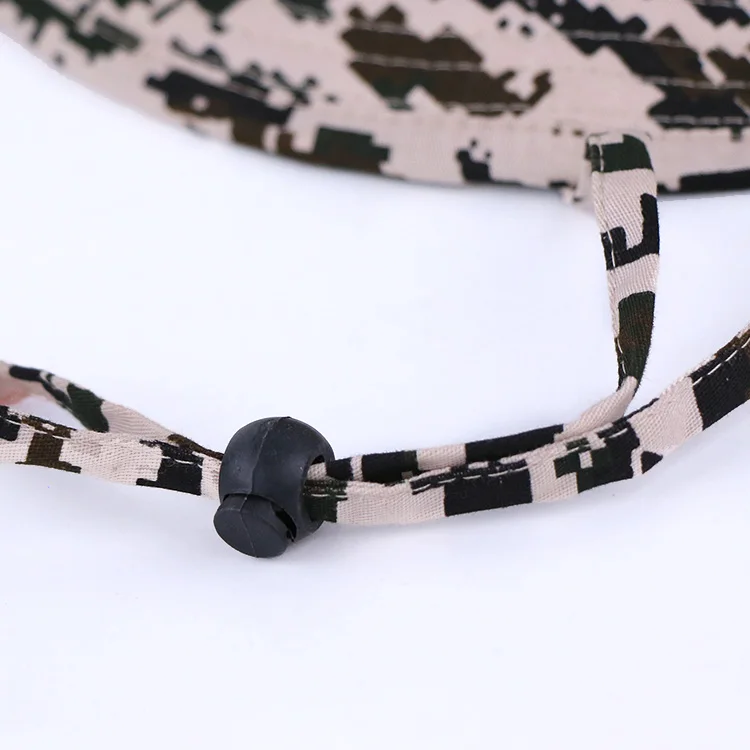 Qianzun outdoor fishing adjustable string camouflage hat boonie cotton camo boonie hat with side snap