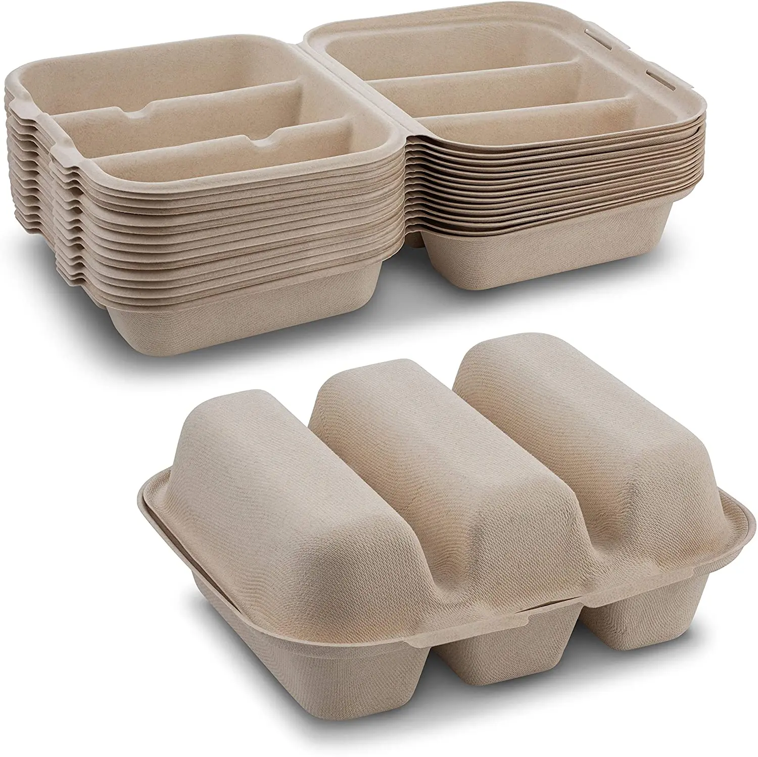 Wholesale Biodegradable Sugarcane Bagasse Packing Box Disposable Taco Plate Container for Restaurant