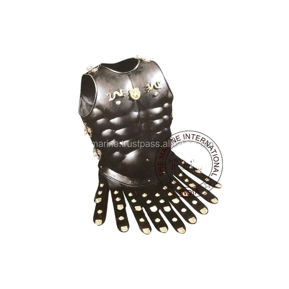 Black Antique Medieval Greek Muscle Jacket Armor  Medieval Greek Antique Muscle Armor Jacket Adult Size & Wearable