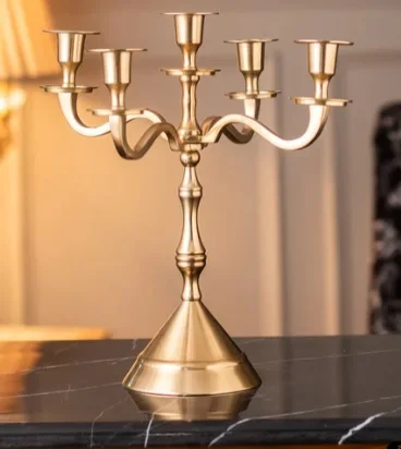 Copper Color Metal Candelabra Stylish Handcrafted 5 Arms Tall Size Centerpiece Candelabra Supplier Best Selling Metal Candelabra