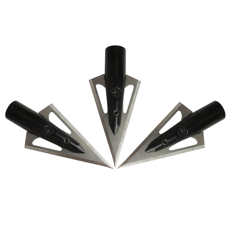 Archery Arrowheads Glue-on 2-Blade Broadhead 100 Grain Stainless Steel Arrow Tips Point for Hunting ID 8mm Arrow Shaft