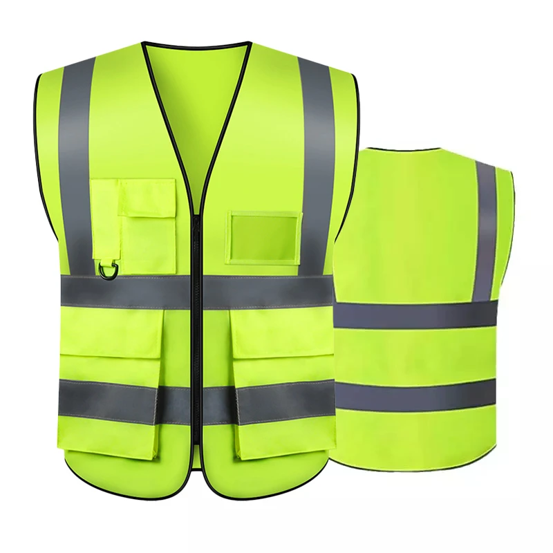 Hot Sales Reflective Safety Vest Mens Unisex Workwear Top Sleeveless Reflective Vest Green High Visilibility Safety Vest