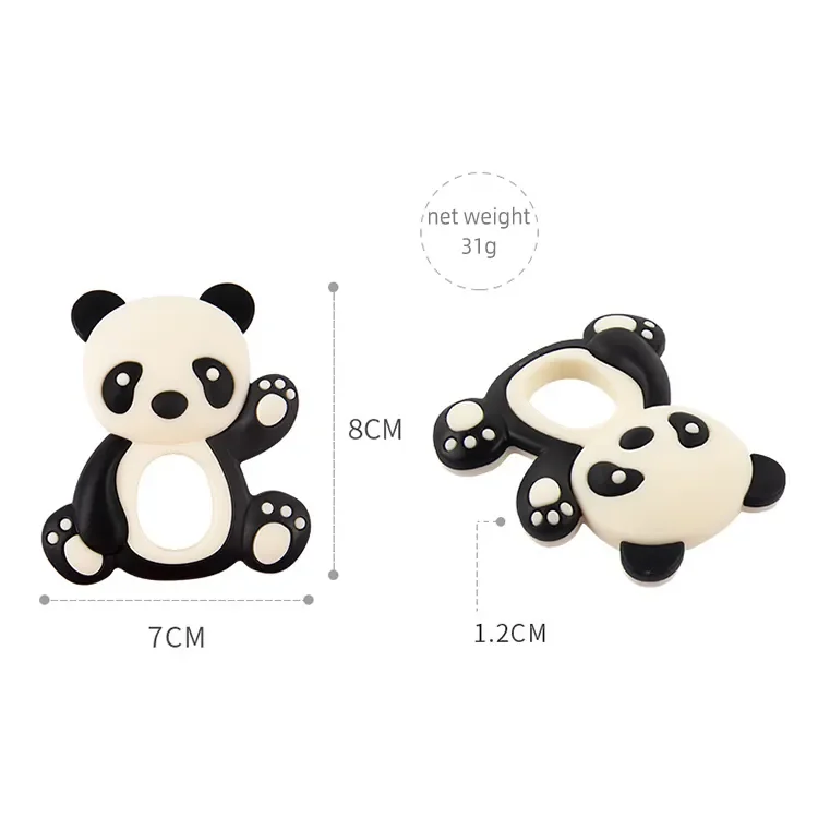 2023 Wholesale Food Grade Children Kid Chew Toy Teether Sensory Bear Panda Animal Bpa Free Silicone Baby Teethers Toy For Babies