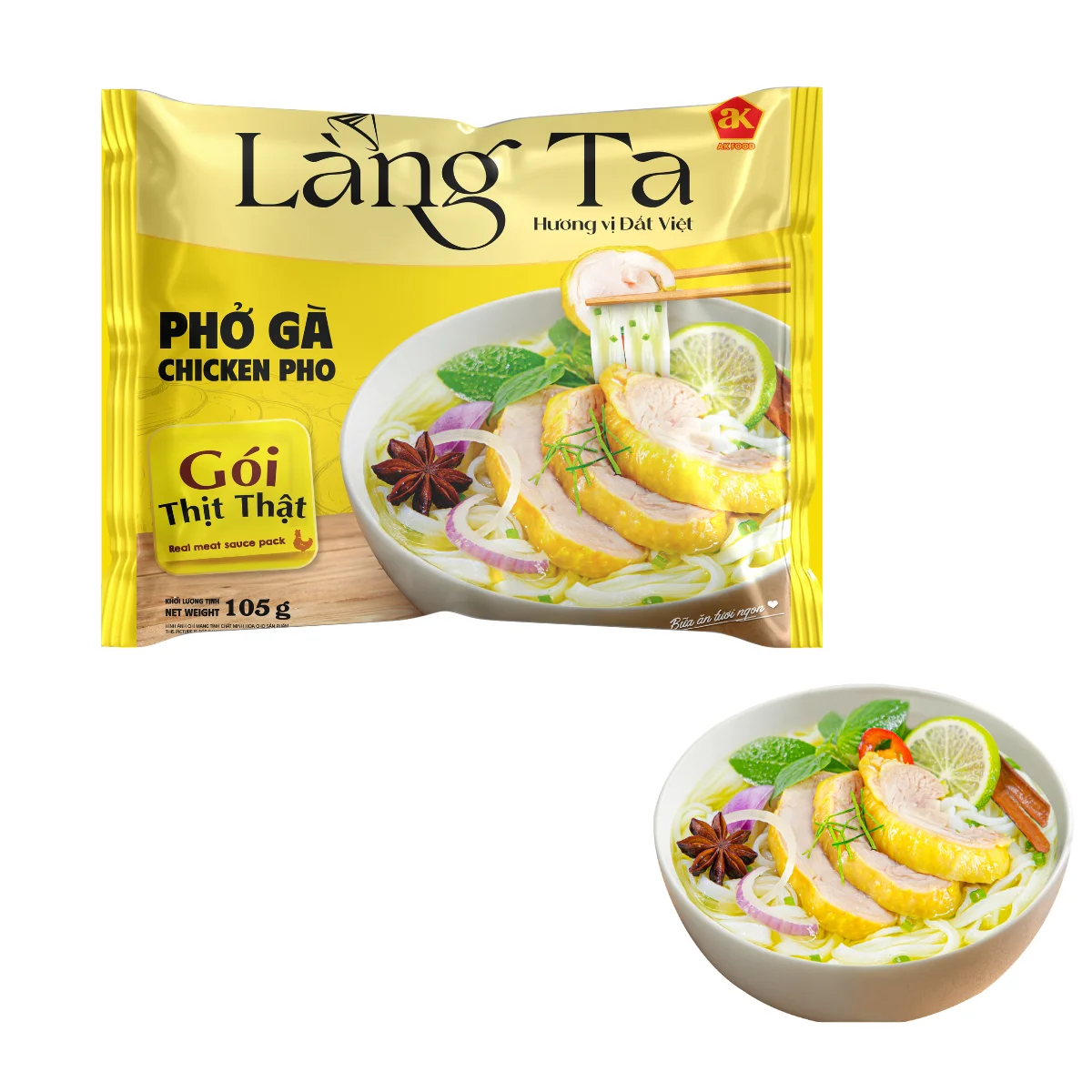 Instant Chicken Pho Rice Noodles 105g with Real Meat Sauce Delicious Asian Cuisine HACCP ISO Approved OEM Factory from Vietnam