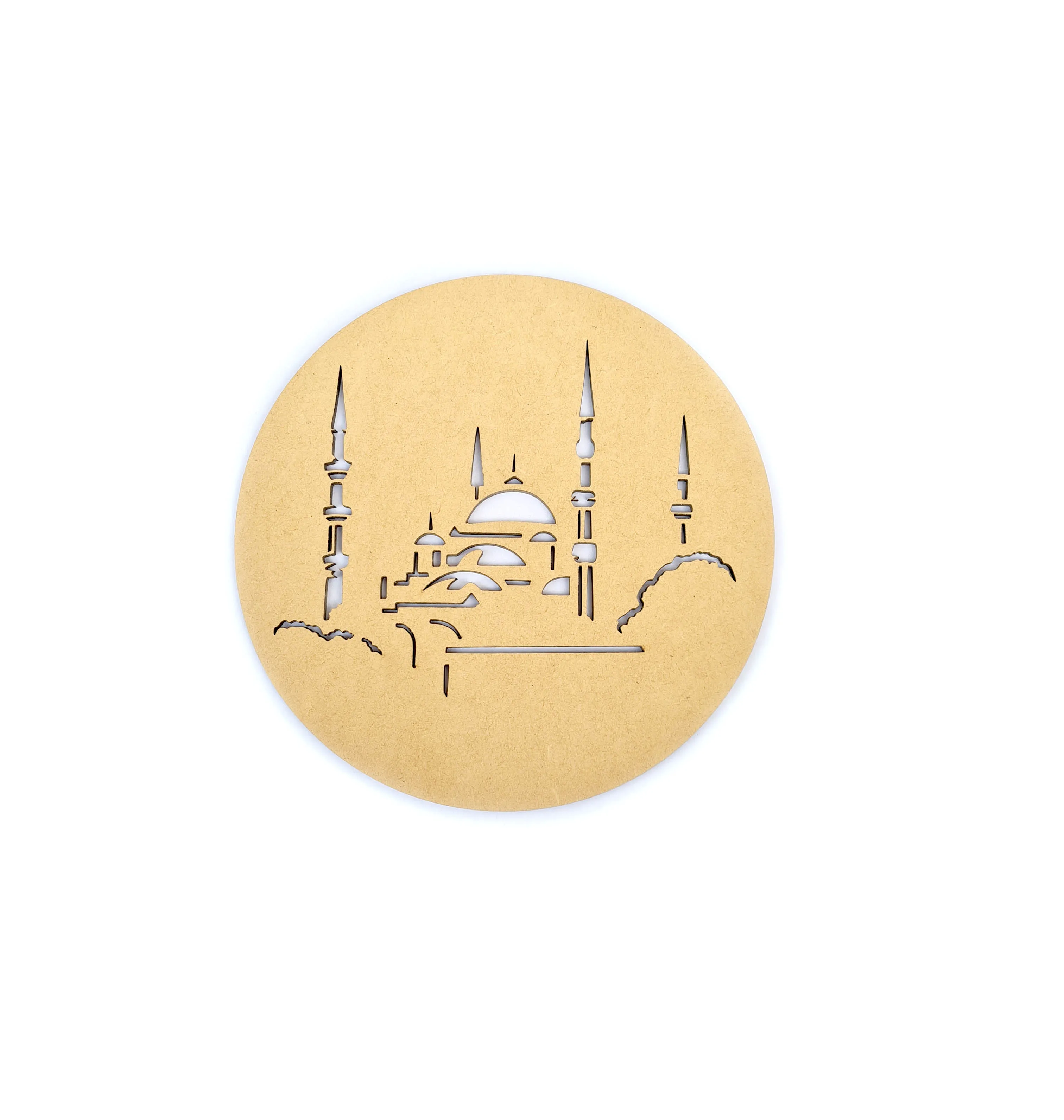 Wooden Decorative Plate Laser engraved and Cutting with design of iconic Byzantine Hagia Sophia Istanbul Monument Decor Wall Art