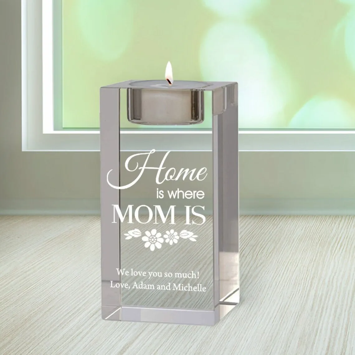 Love Arrows Monograme Crystal Customized Tea Light Candle Holder