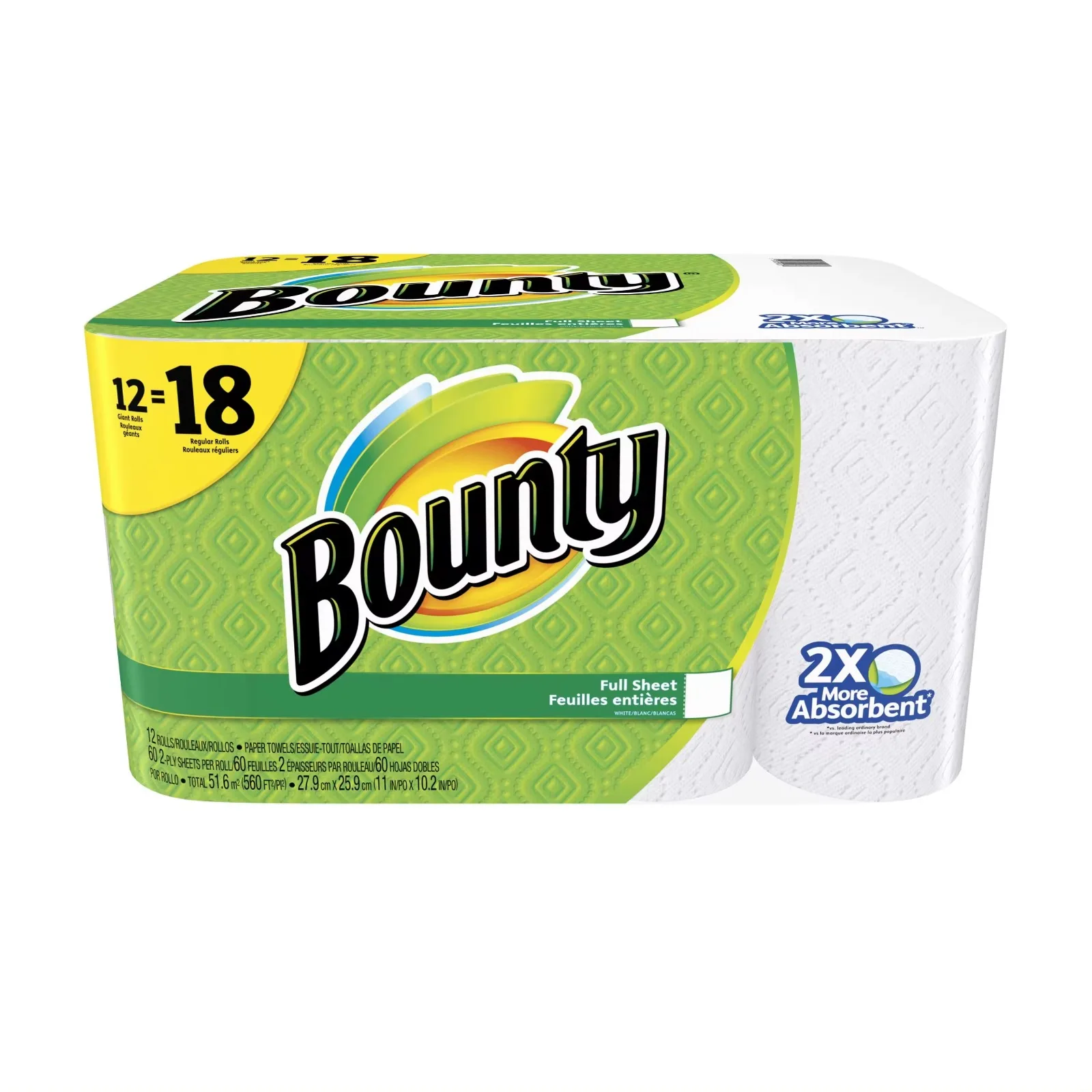 Best Price on Bountys Authentic Size 2-Ply Paper Towels White 12 Family Rolls | 30 Regulars Rolls for Bulk Buyers