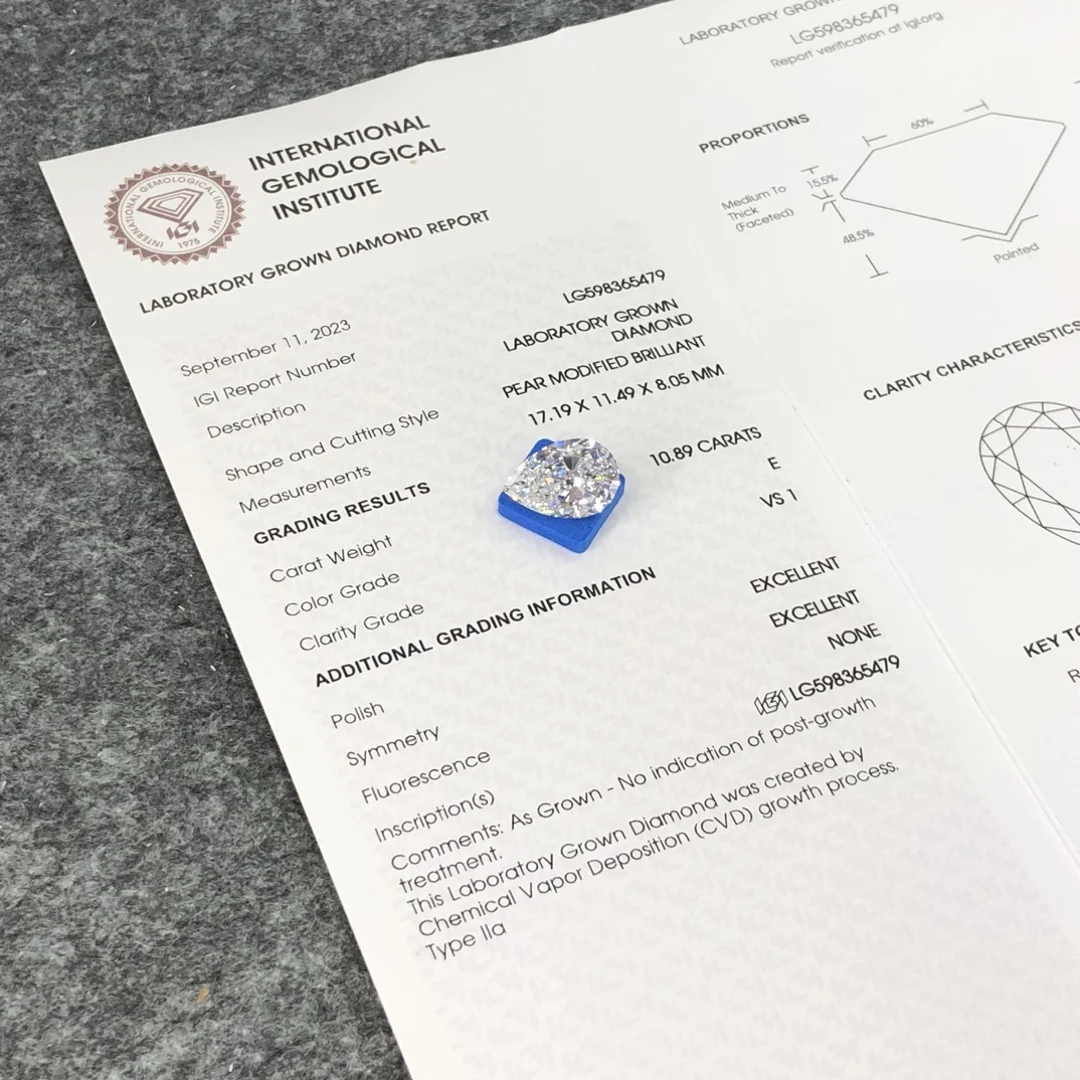 1ct 1.5ct 2ct 2.5ct Pear Lab Diamond IGI Certified Fancy Cut HPHT CVD Pear Shape Lab Grown Diamond