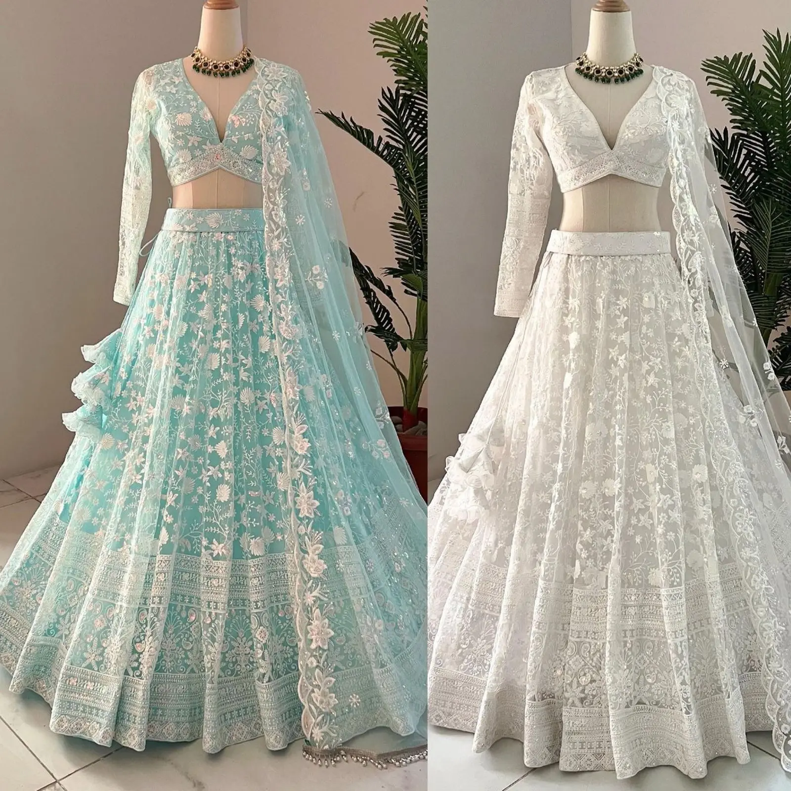 Beautiful Embroidery With All Over Mirror Work Wholesale Priced Embroidered Lehenga Choli And Jacket Navratri Festival Clothing